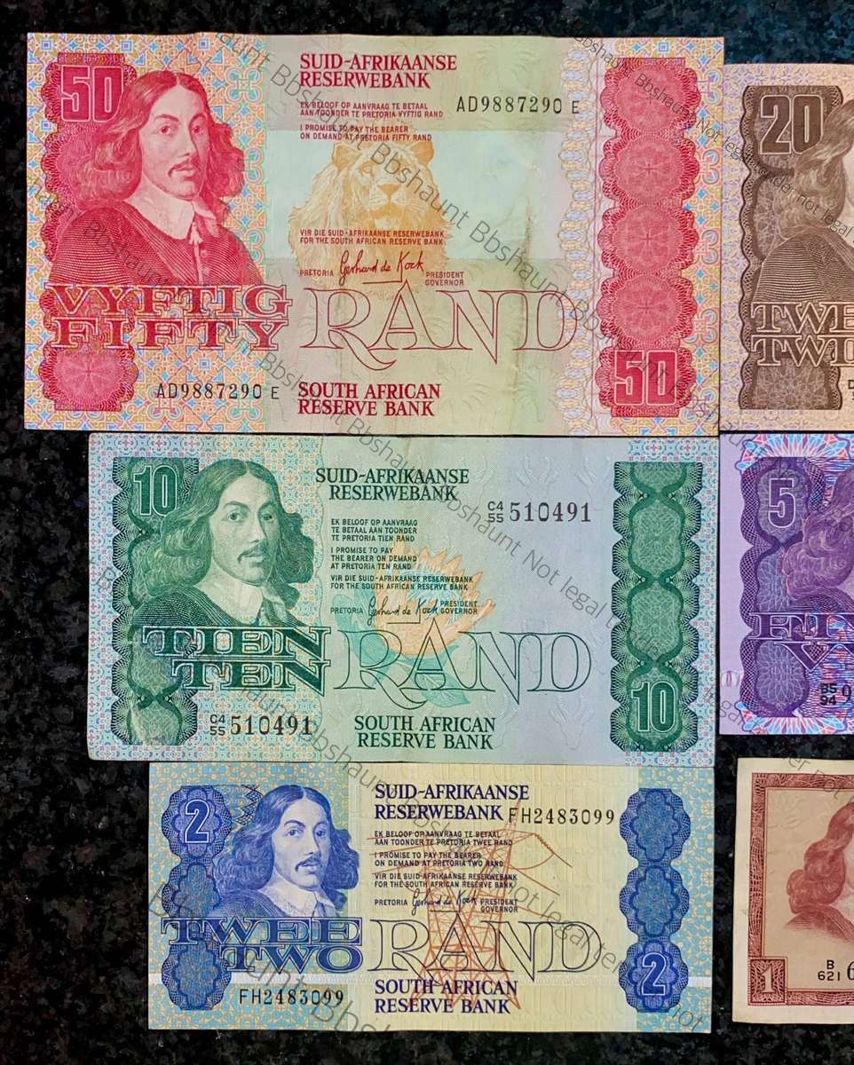 Complete Set GPC De Kock & Decimals R50 TO R2 - 1980s (R1 de Jongh 1975) (1 bid takes all)