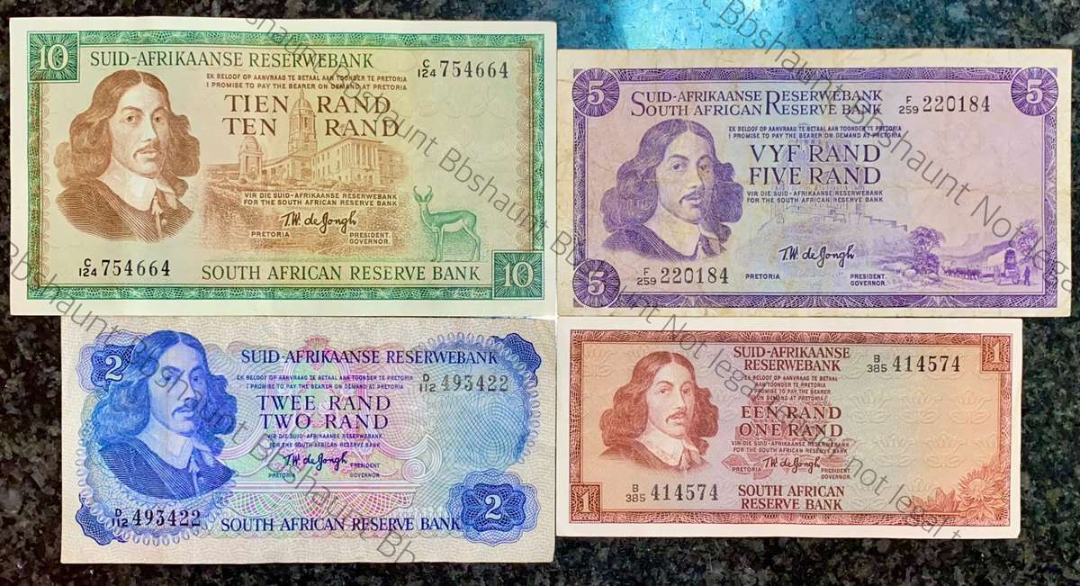 COMPLETE SET OF TW DE JONGH & DECIMALS R10 TO R1 - MOSTLY SPRINGBUCK WTM 1967-1975( 1 BID TAKES ALL)