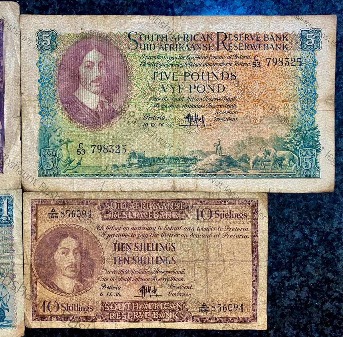 Mh De Kock. set 10 pound to 10 shillings 1956/57/58 (1 bid takes all)