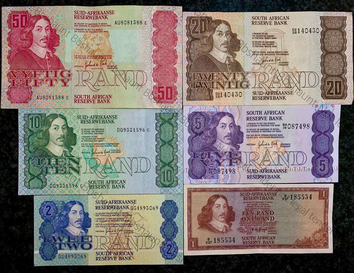 Complete Set GPC De Kock & decimals R50 TO R2 - Good Condition (R1 De Jongh 1967) (1 bid takes all)