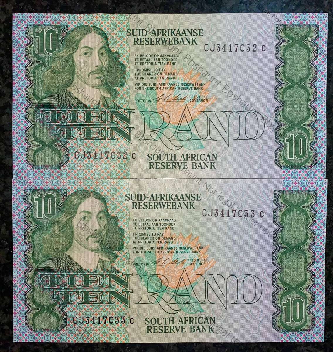 CL Stals. R10 in sequence CJ3417033-032 Aunc 1st issue 1990 (1 bid takes all)