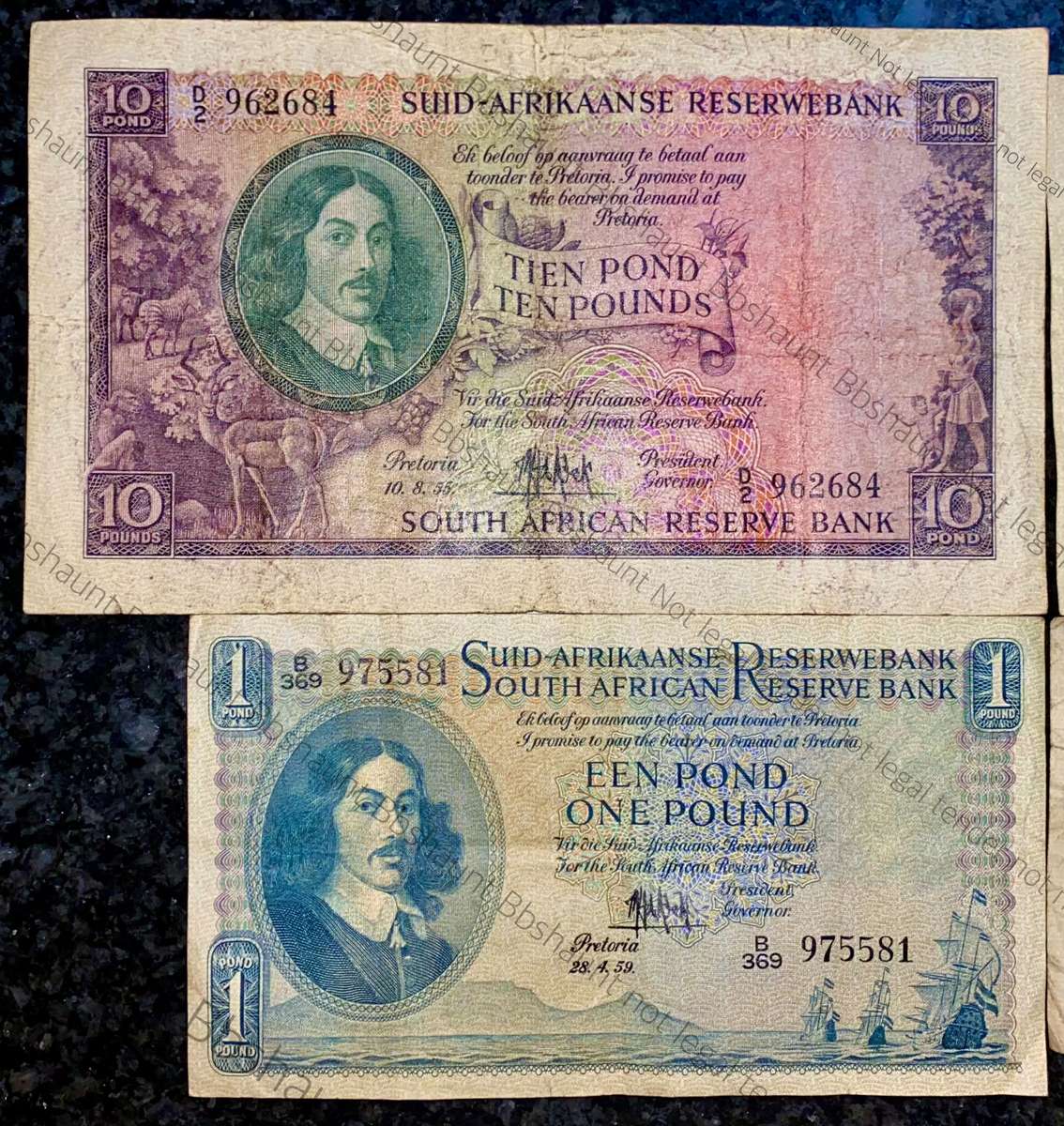 Mh De Kock set 10 pounds to 10 shillings 1951-1959 (1 bid takes all)
