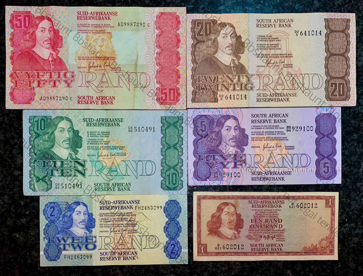 Complete Set GPC De Kock & Decimals R50 TO R2 - 1980s (R1 de Jongh 1975) (1 bid takes all)