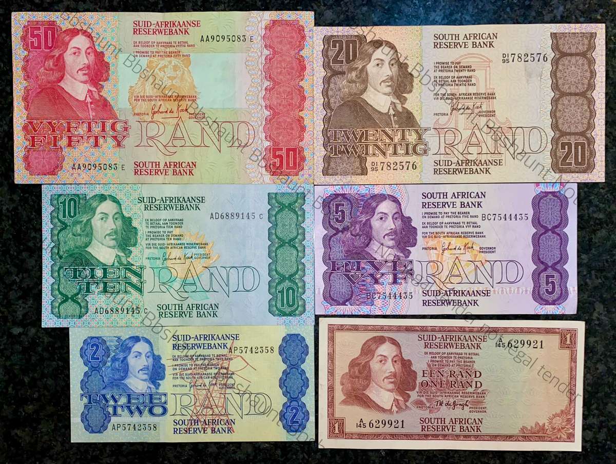 Complete set GPC De Kock & decimals R50AA TO R2A - 1980s (R1A - de Jongh 1975) (1 bid takes all)