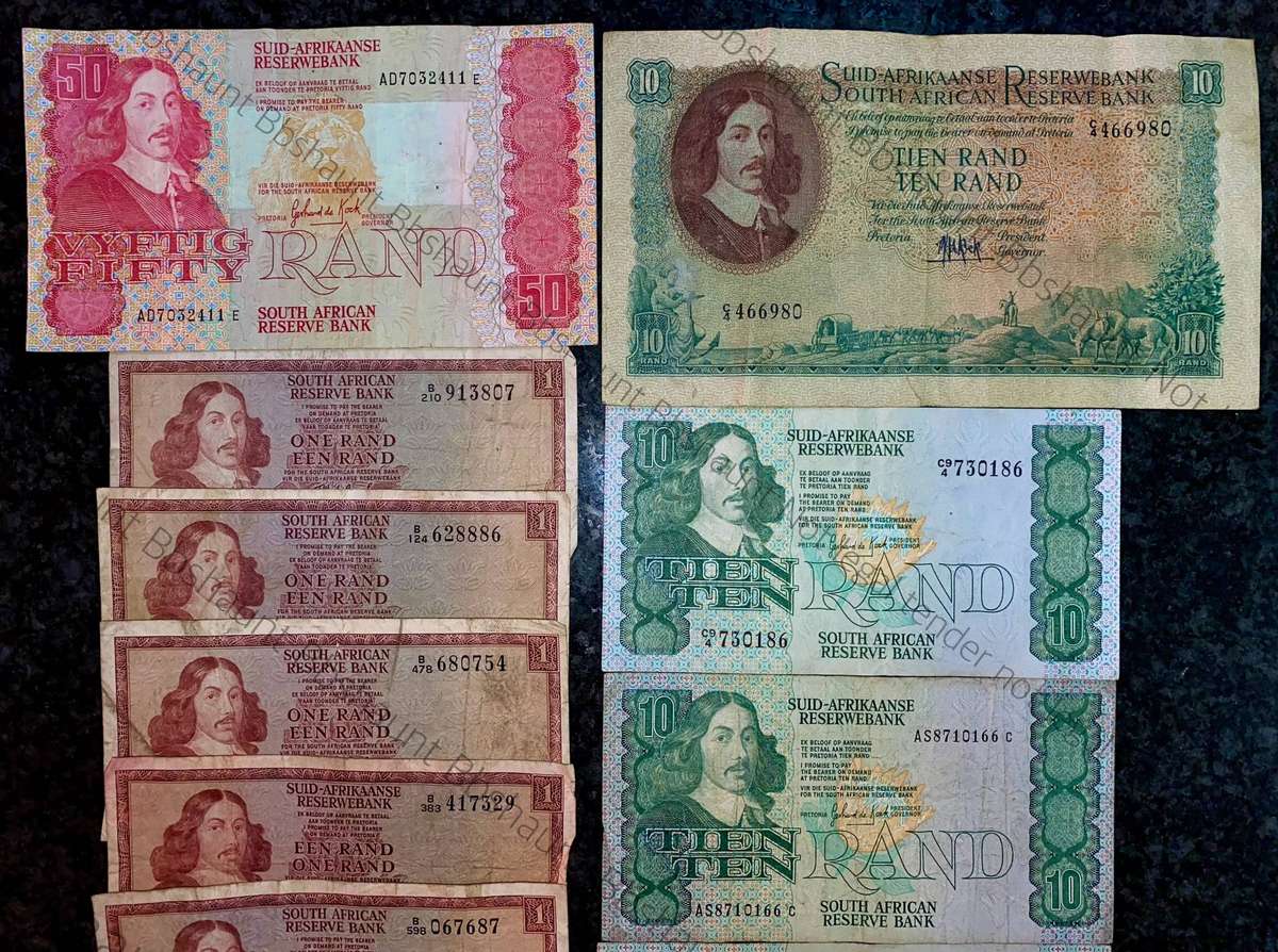 South Africa Banknotes lot - R50 - R10 & R1 (1 bid takes all))