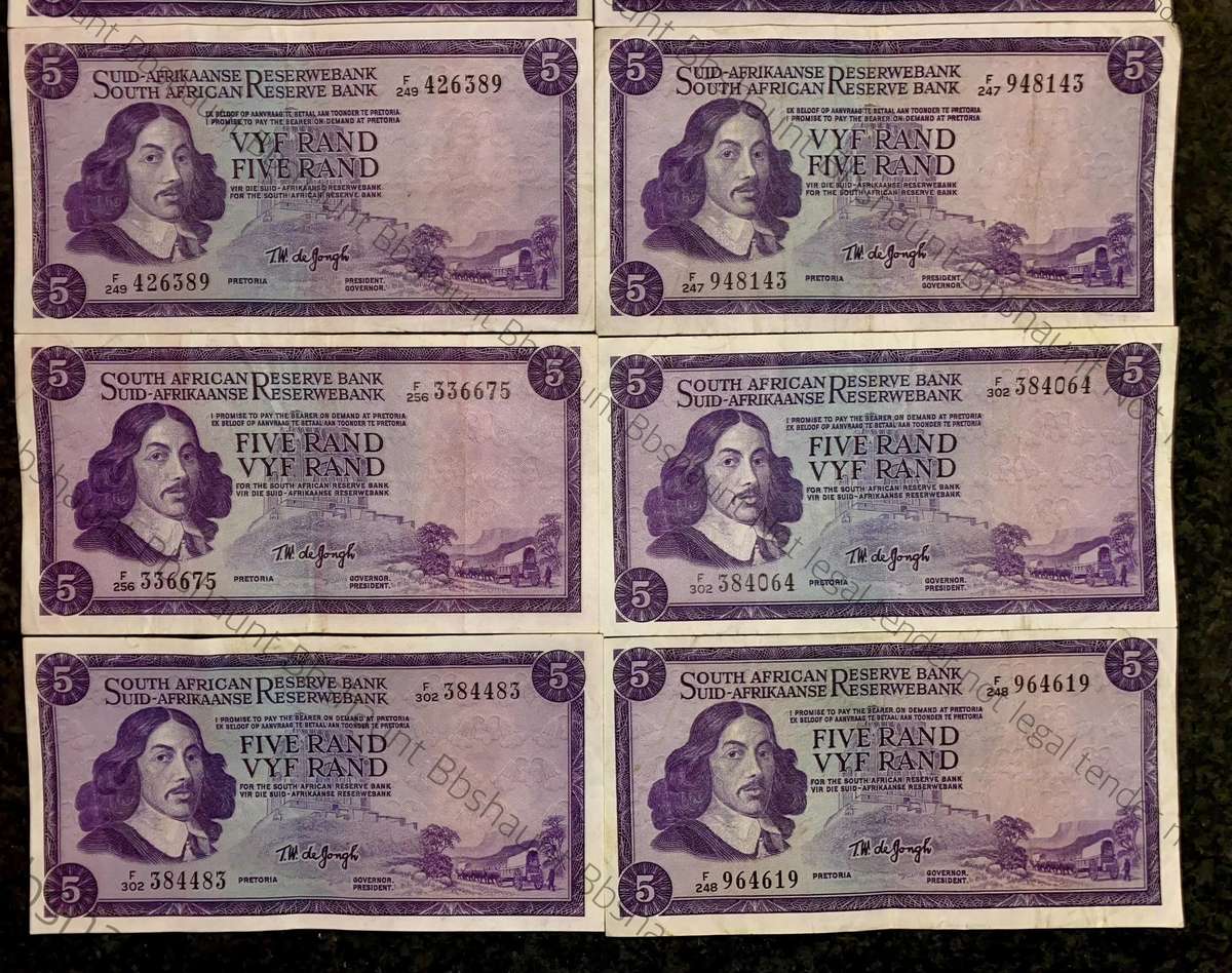 Tw De Jongh. R5 Van Riebeeck wtm 3rd issue 1975 (bid per note)