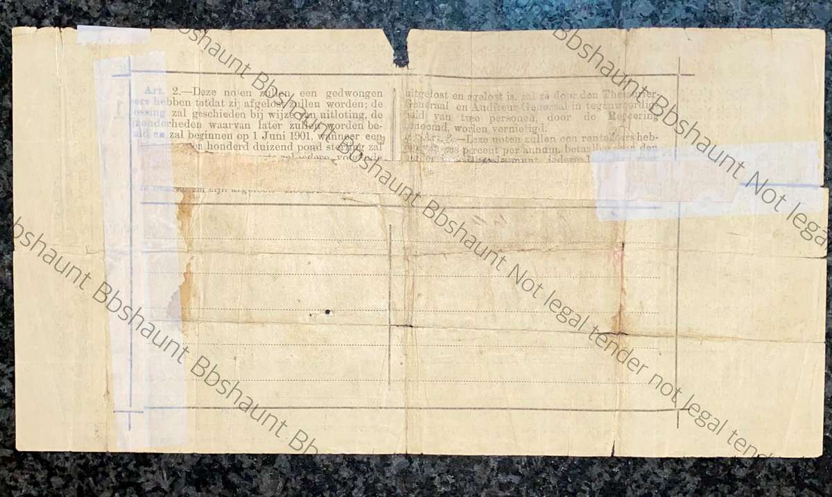 Z.A.R Pietersburg 1 pound Governments Noot 01-03-1901 No 8937A only +- 3000 printed