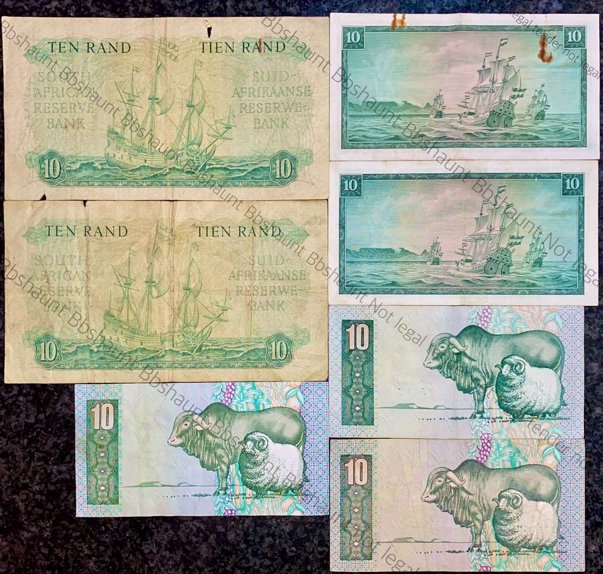 set of R10 all governors 1961-1990 MH De Kock - Rissik - De Jongh - stals - de kock(1 bid takes all)