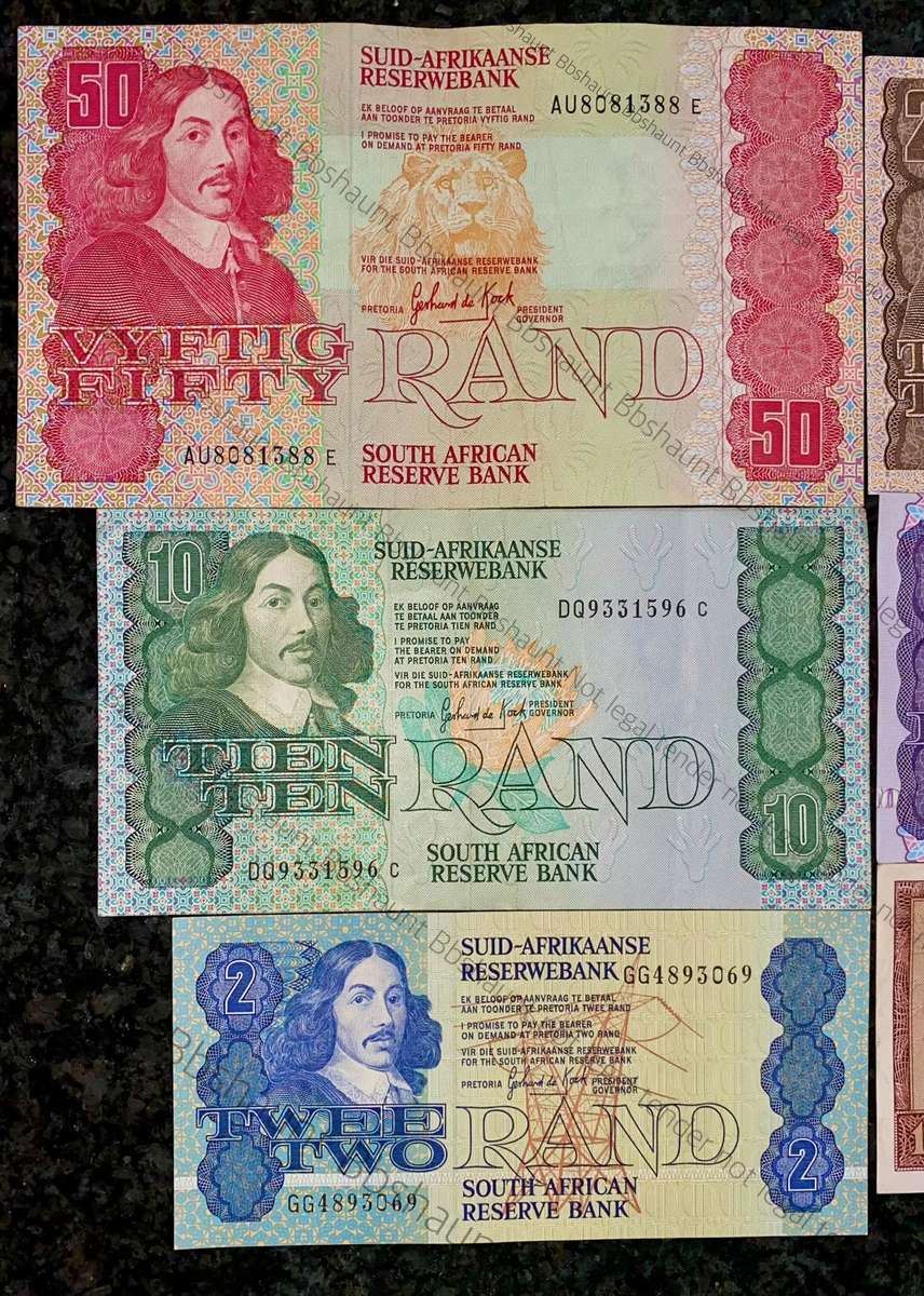 Complete Set GPC De Kock & decimals R50 TO R2 - Good Condition (R1 De Jongh 1967) (1 bid takes all)