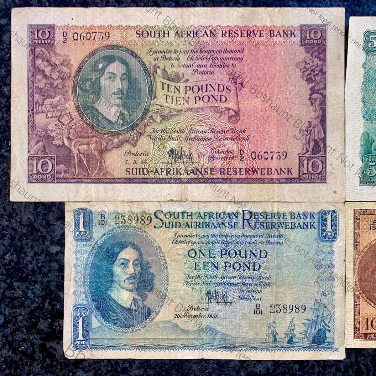 Mh De Kock. set 10 pound to 10 shillings 1951/53/56/58 (1 bid takes all)