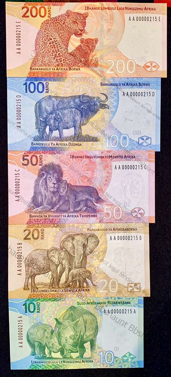 SOUTH AFRICA SET VERY LOW NO - L. KGANYAGO AA0000215 & G. MARCUS (NELSON MANDELA NM0000056 SCARCE)