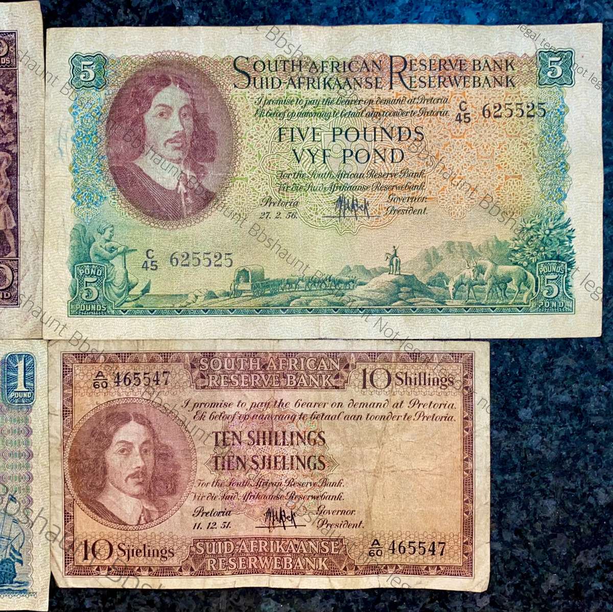 Mh De Kock set 10 pounds to 10 shillings 1951-1959 (1 bid takes all)