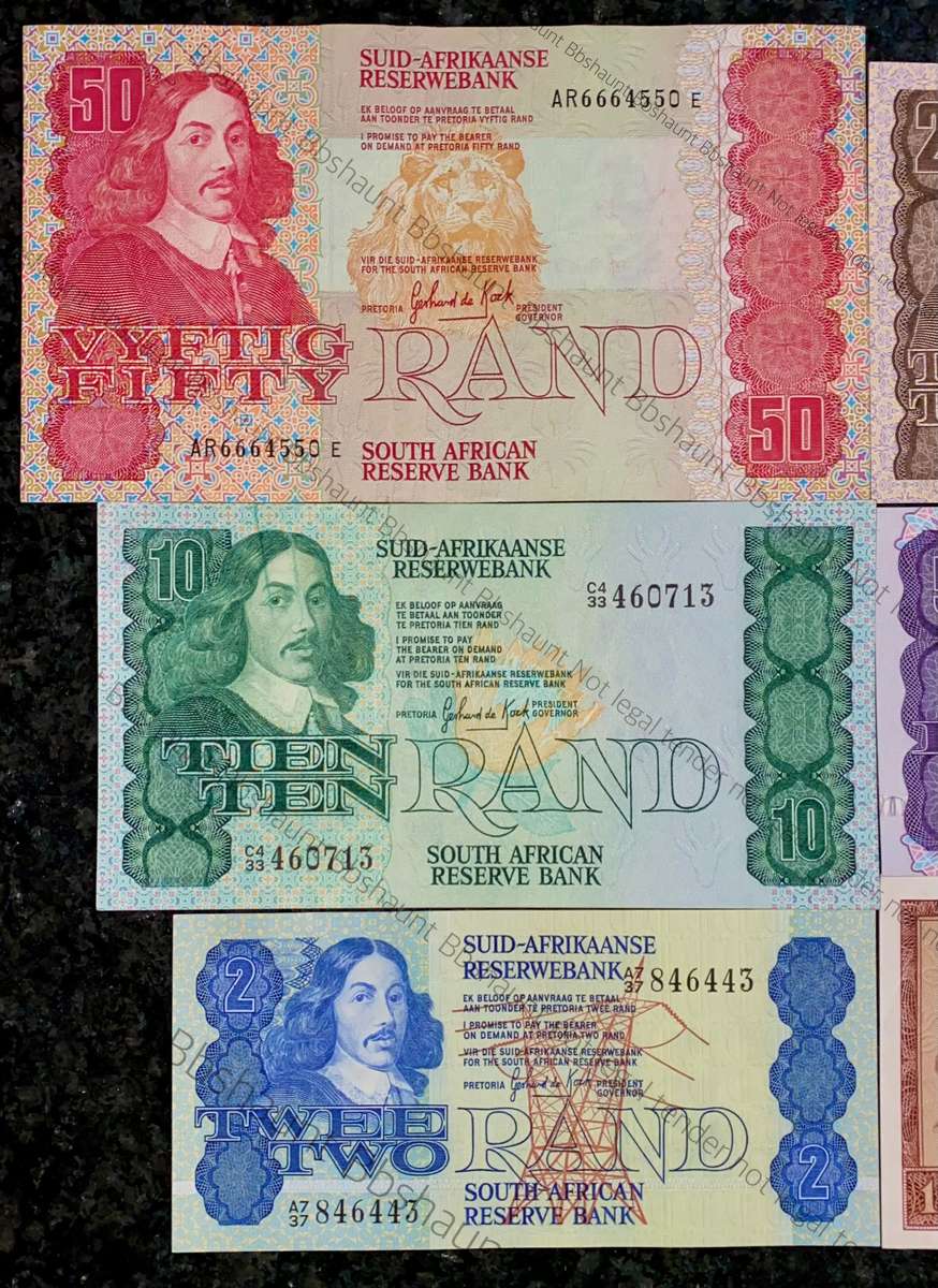 Complete set GPC De Kock & decimals R50 TO R2 - Good Condition (R1 de Jongh 1975) (1 bid takes all)