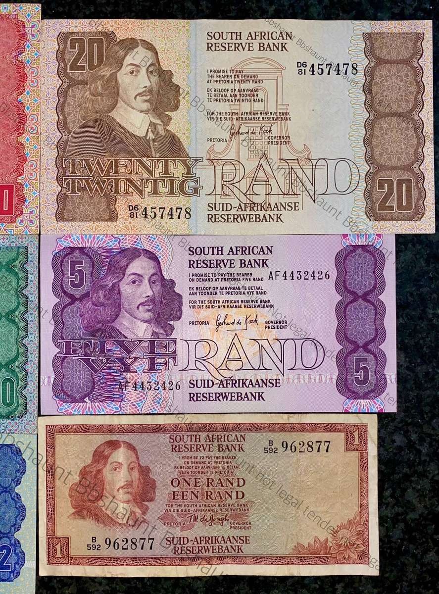 Complete Set GPC De Kock & decimals R50 TO R2 - 1980s (R1 De Jongh 1975) (1 bid takes all)