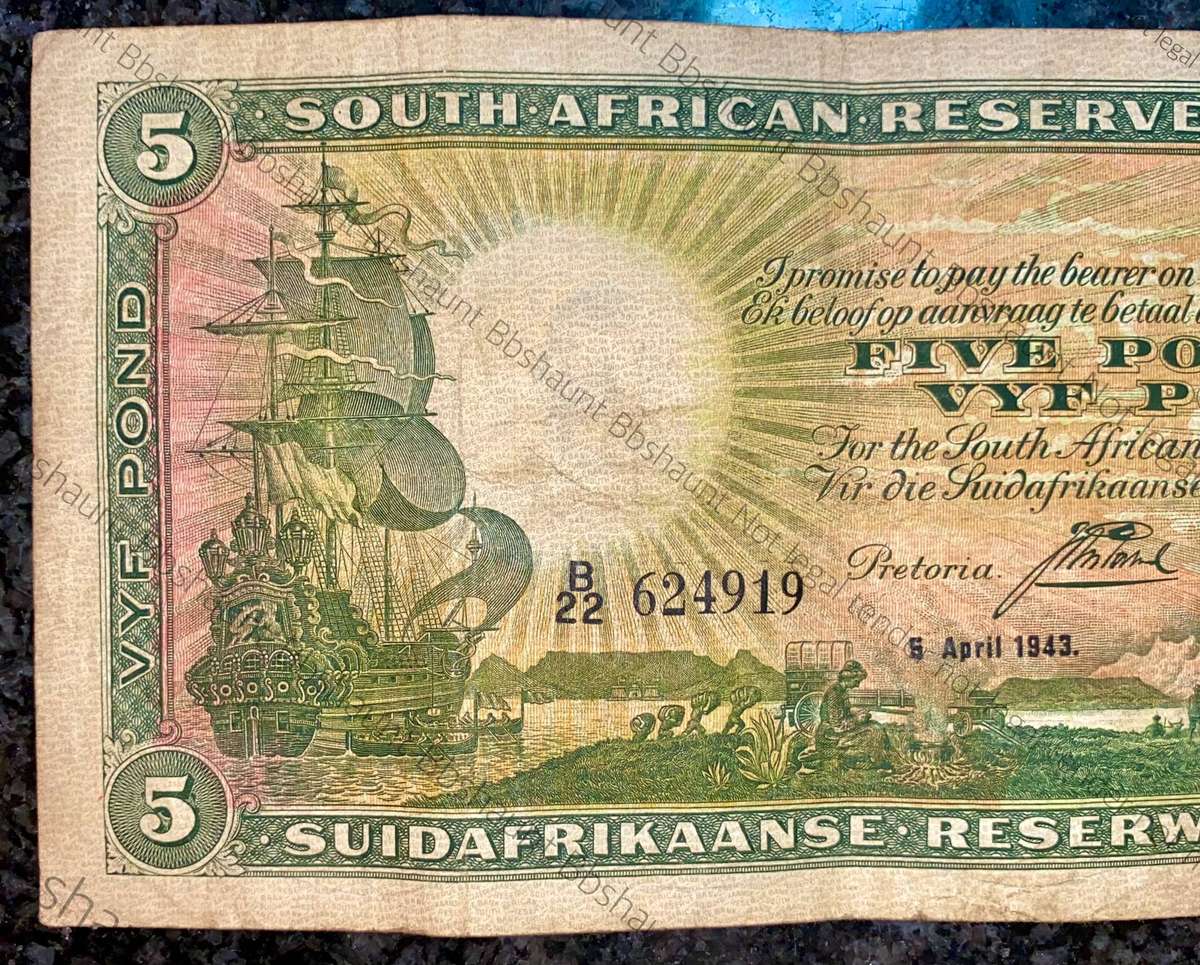 J Postmus 5 pound  5th April 1943 only issue B22