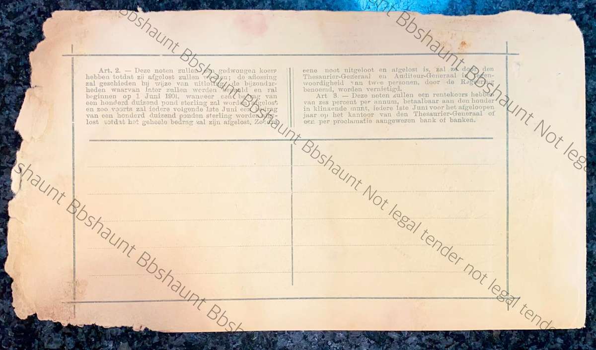 Z.A.R Pretoria 10 pound Government Noot 28-5-1900 -missing NO prefix 3981 Spade Boarder