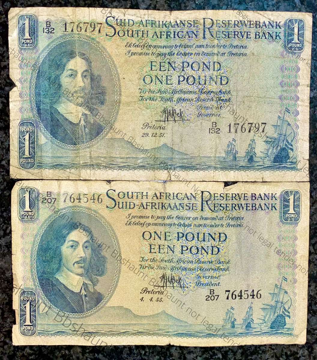 MH DE KOCK SET 1 POUND 1951 & 1955 -- 3RD ISSUE B132 & B207