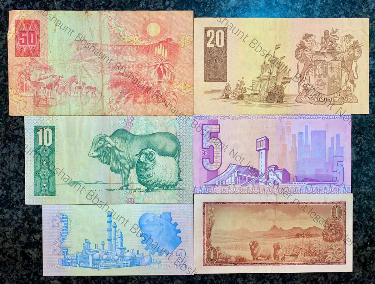 Complete Set GPC De Kock & decimals R50 TO R2 - 1980s (R1 de Jongh 1975) (1 bid takes all)