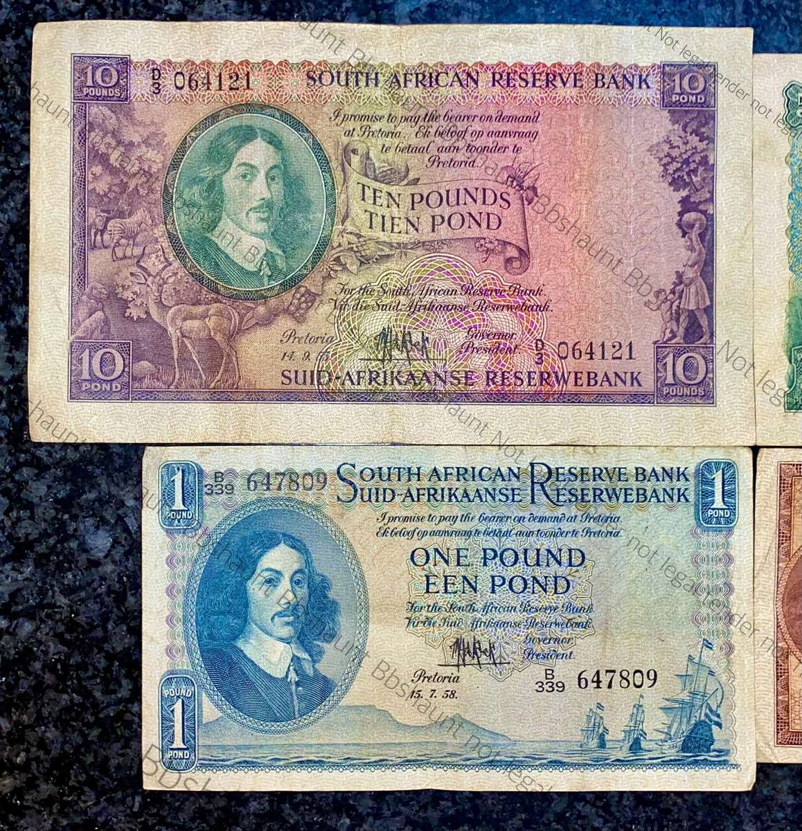 Mh De Kock set 10 pound to 10 shilling 1955-1958 (1 bid takes all)