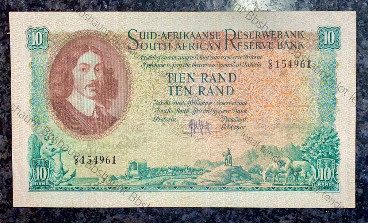 MH DE KOCK R10-- C2-- UNC-AUNC 4TH ISSUE 1961 A/E VAN RIEBEECK WTM