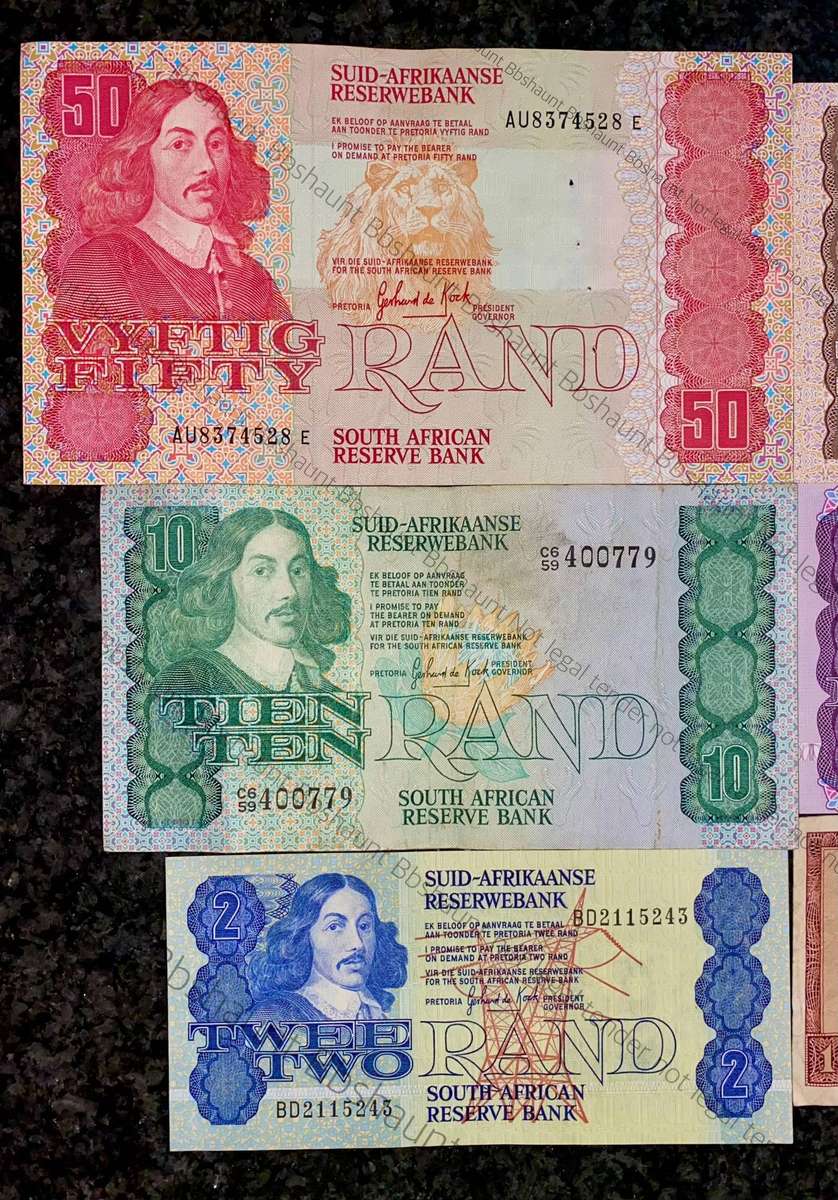 Complete Set GPC De Kock & decimals R50 TO R2 - 1980s (R1 De Jongh 1975) (1 bid takes all)