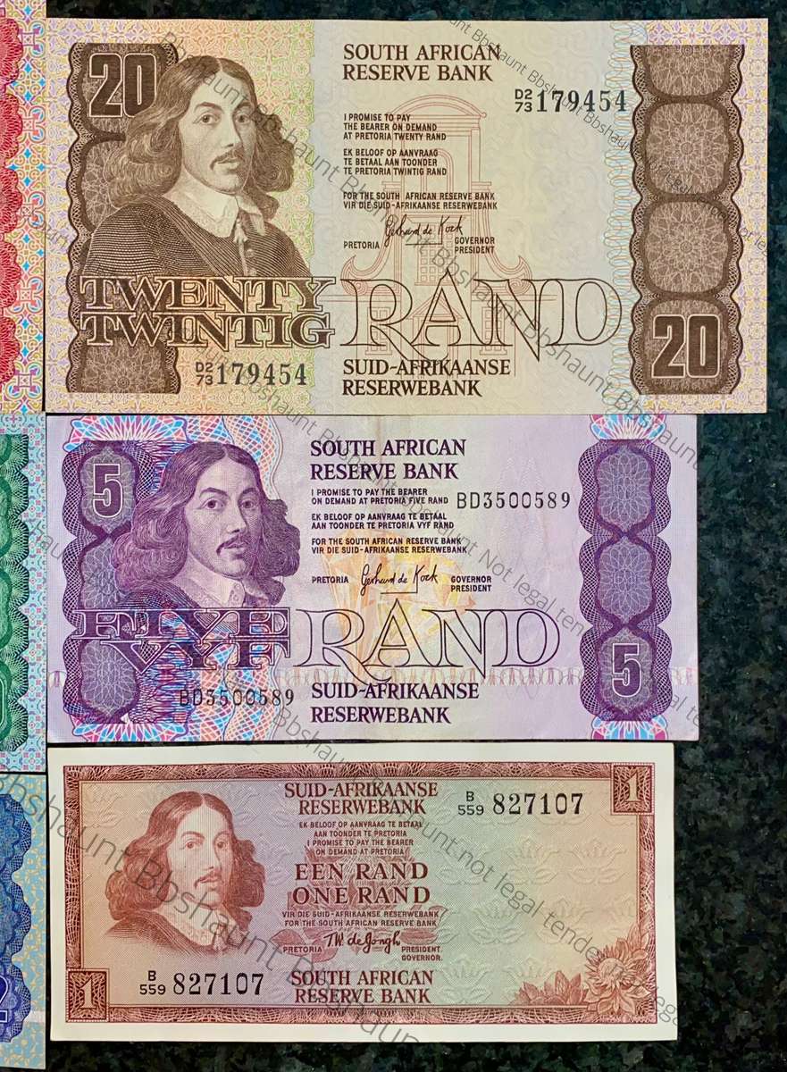 COMPLETE SET OF GPC DE KOCK & DECIMALS R50 TO R2 GOOD CONDITION 1980s(R1 TW DE JONGH (1 BID TAKES AL