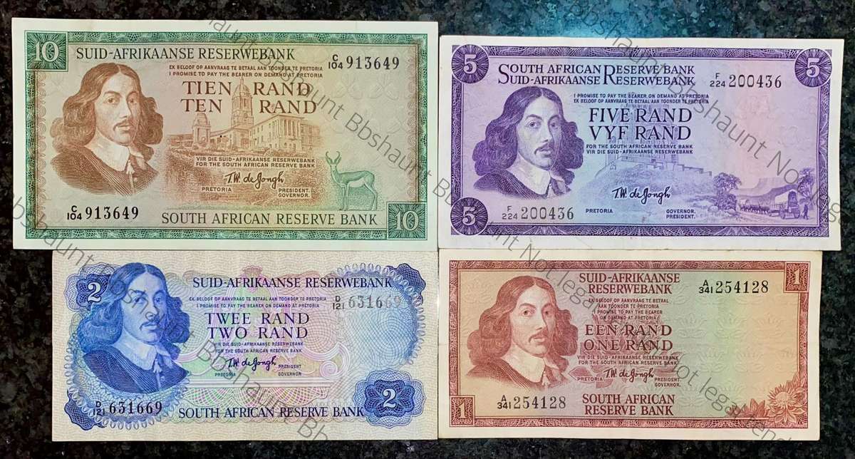 Complete set Tw De Jongh R10 to R1 - All Springbuck wtm 1967-1973(1 bid takes all)