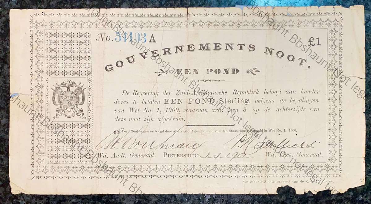 Z.A.R Pietersburg 1 pound Governments Noot 01-04-1901 No 54103A