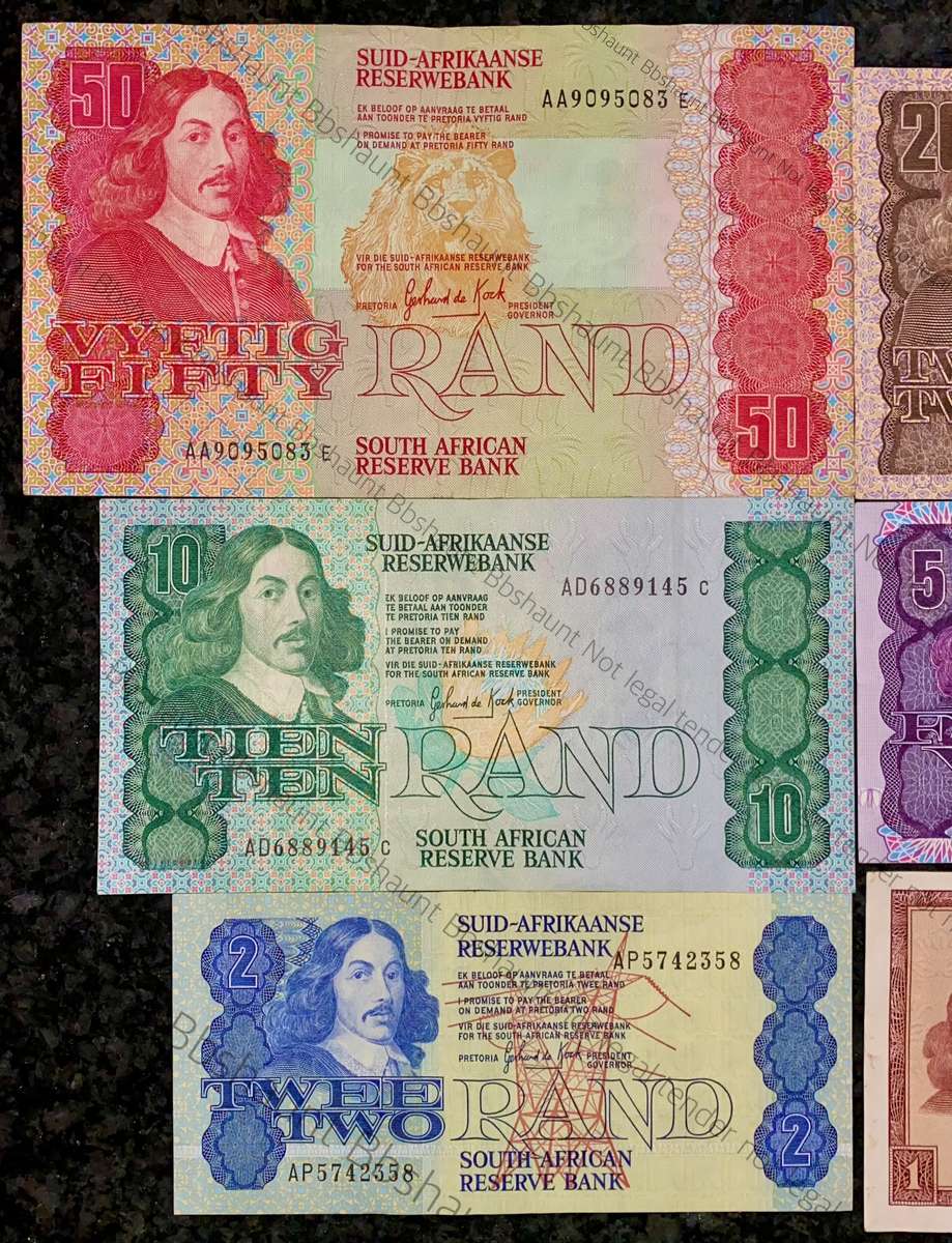 Complete set GPC De Kock & decimals R50AA TO R2A - 1980s (R1A - de Jongh 1975) (1 bid takes all)