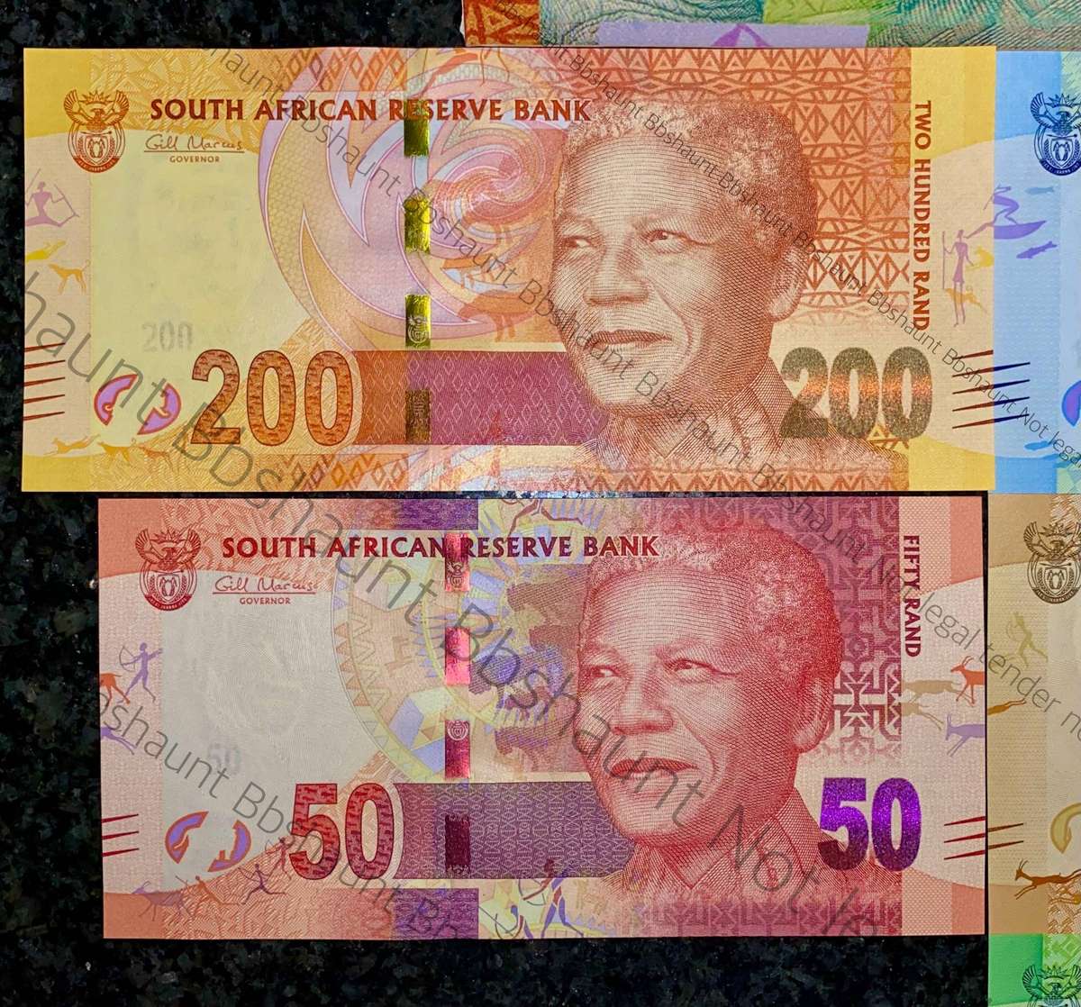 G Marcus low matching numbers - NM(Nelson Mandela)00000391 UNC 2012 Original S A Reserve bank folder