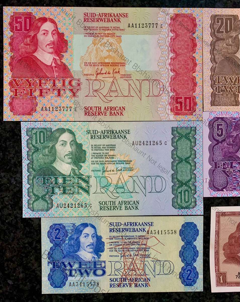 Complete Set All AA GPC De Kock & decimals R50AA TO R2AA --  UNC-AUNC 1980s (R1A TW De Jongh)