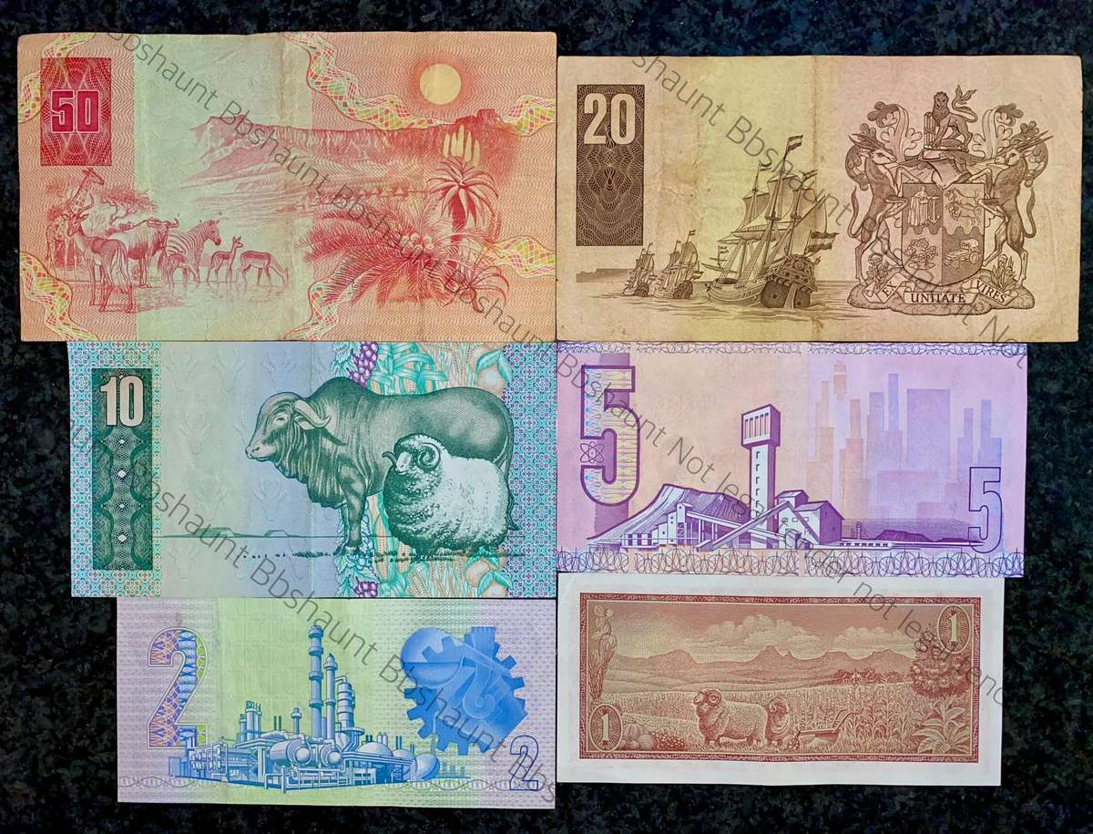 Complete Set GPC De Kock & decimals R50 TO R2 - 1980s (R1 de Jongh 1975) (1 bid takes all)