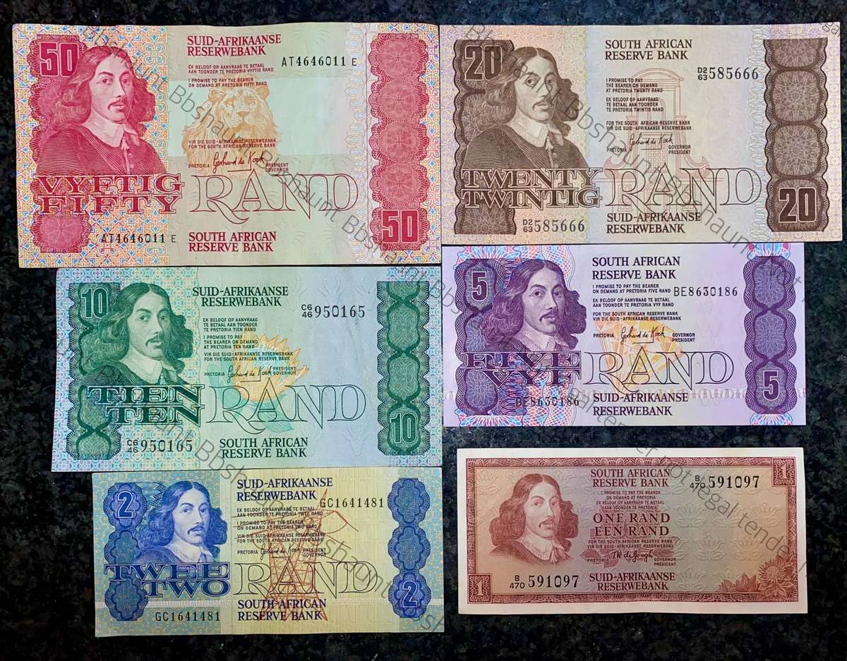 Complete Set GPC De Kock & decimals R50 TO R2 - Very Good Condition (R1 De Jongh 1973)