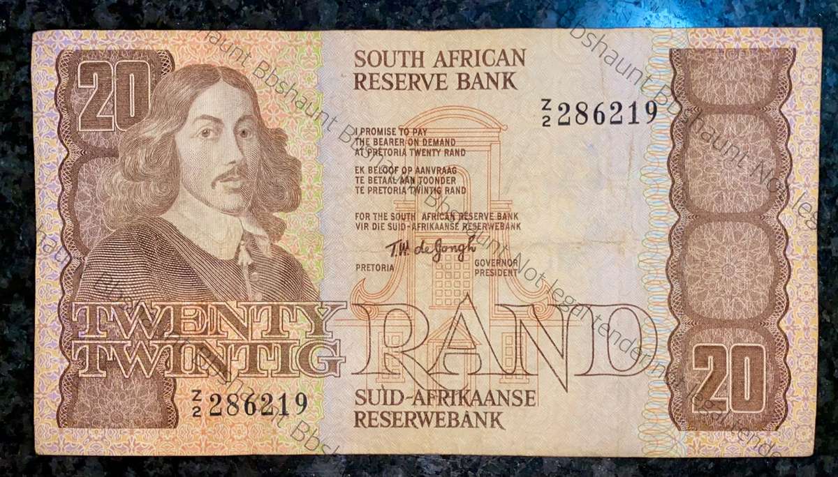 Replacement note Tw De Jongh. R20 -- Z2 -- 4th issue 1978 (1 bid takes all)