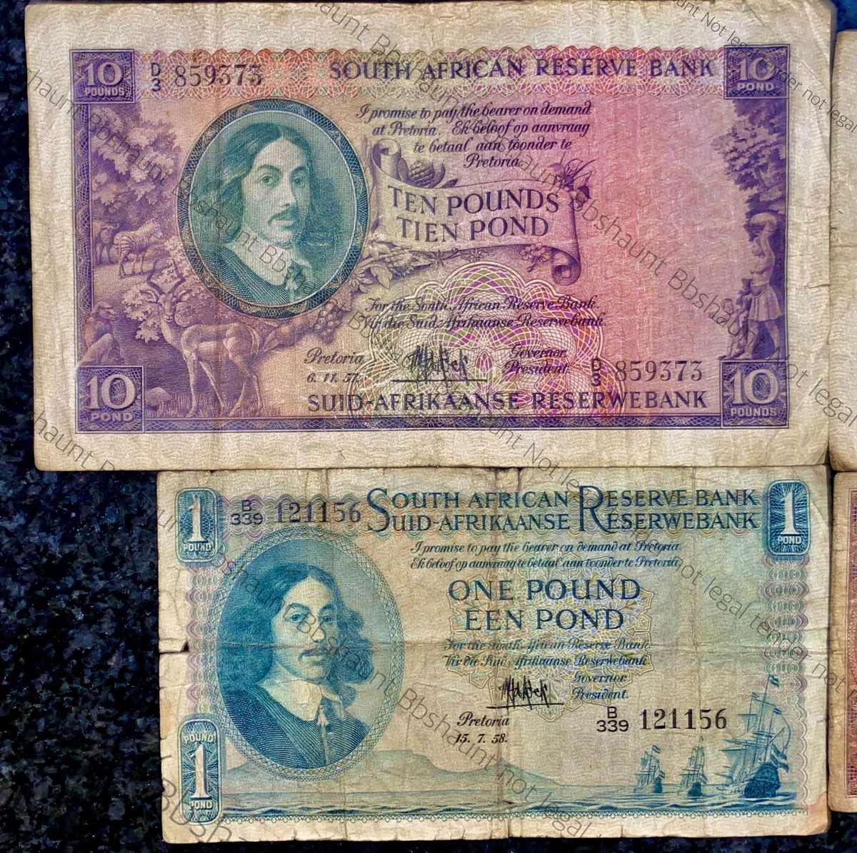 Mh De Kock. set 10 pound to 10 shillings 1956/57/58 (1 bid takes all)