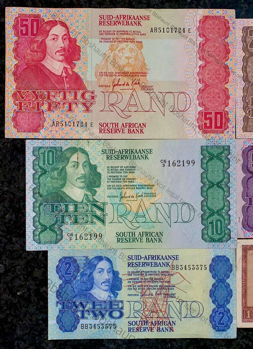 Complete Set GPC De Kock & decimals R50 TO R2 - Good Condition (R1 De Jongh 1967) (1 bid takes all)