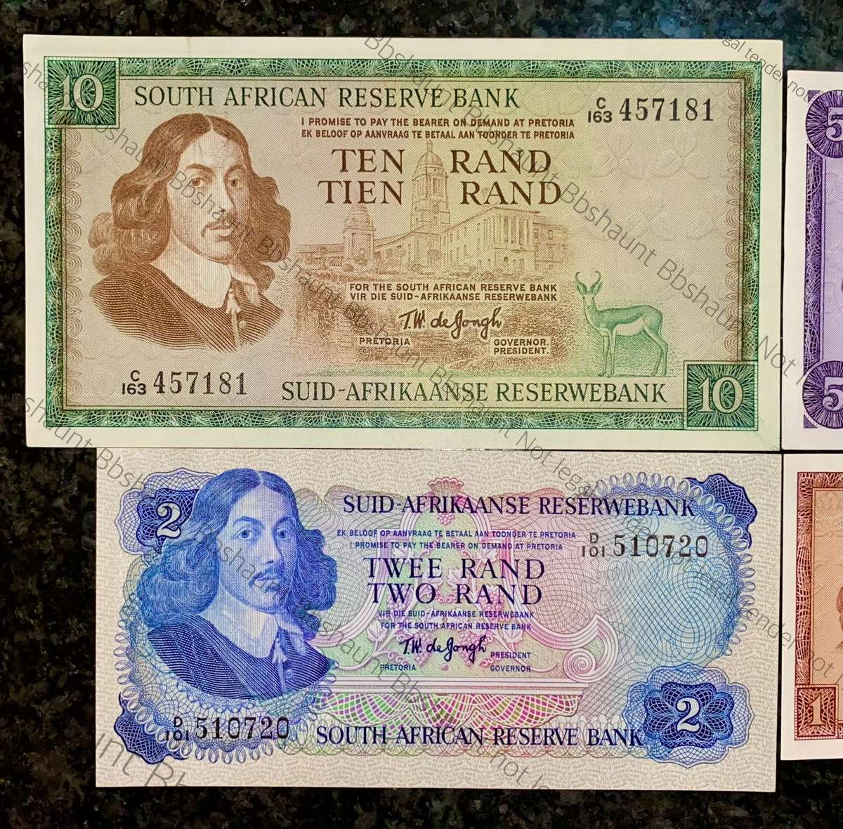 COMPLETE SET OF TW DE JONGH & DECIMALS R10 TO R1 -- UNC-AUNC -- MOSTLY SPRINGBUCK WTM 1967-1974