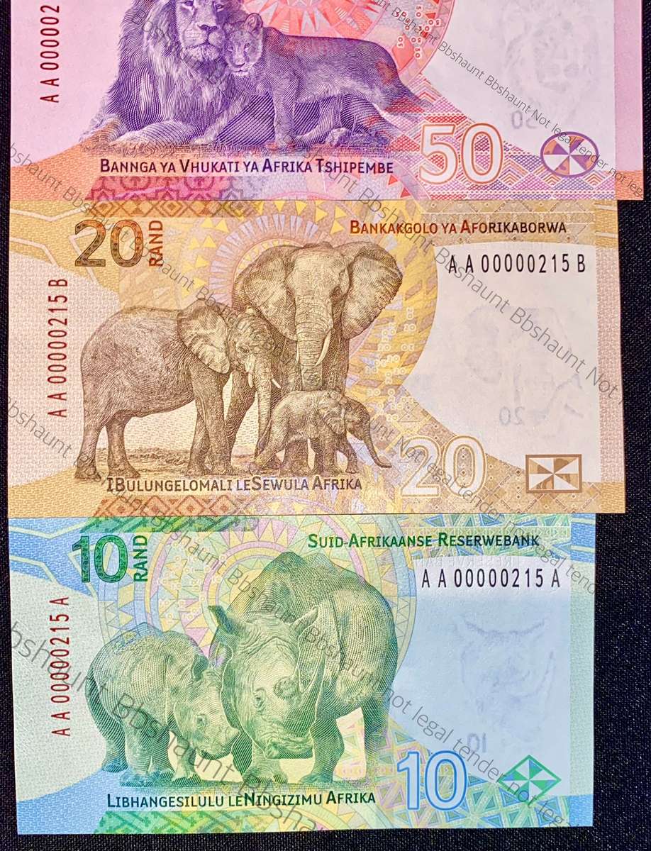 SOUTH AFRICA SET VERY LOW NO - L. KGANYAGO AA0000215 & G. MARCUS (NELSON MANDELA NM0000056 SCARCE)