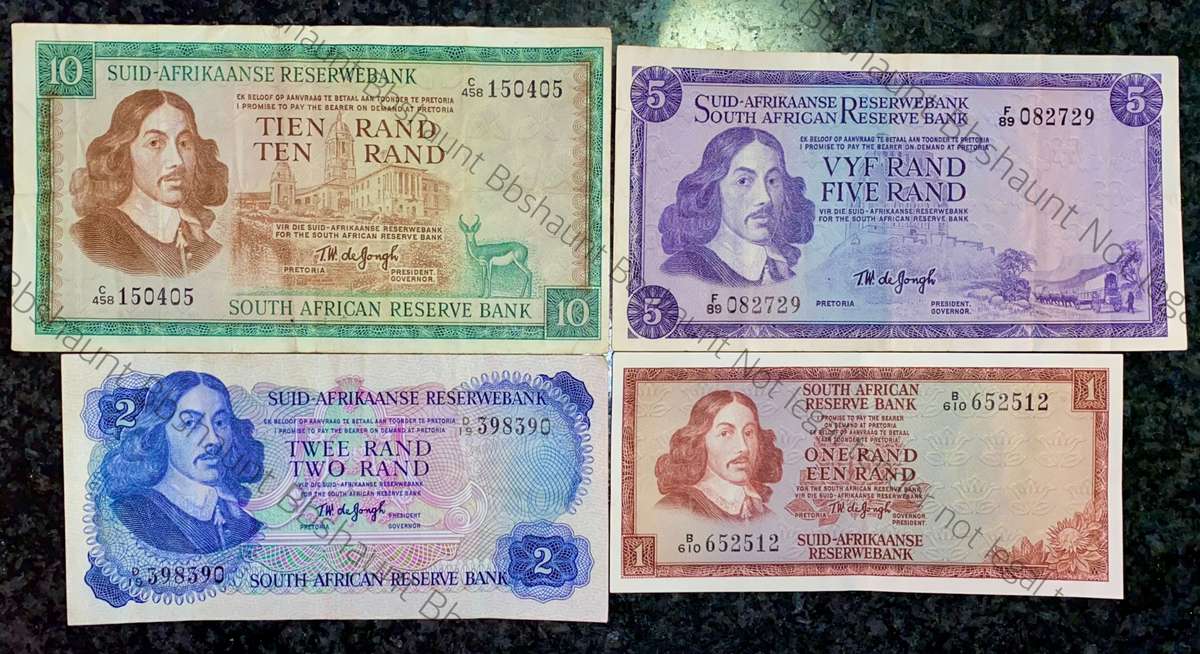 COMPLETE SET OF TW DE JONGH & DECIMALS R10 TO R1 -- 1967-1975 ( 1 BID TAKES ALL)