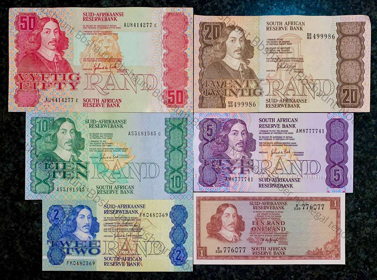 Complete Set GPC De Kock & decimals R50 TO R2 - Mostly UNC (R1 De Jongh 1973) (1 bid takes all)