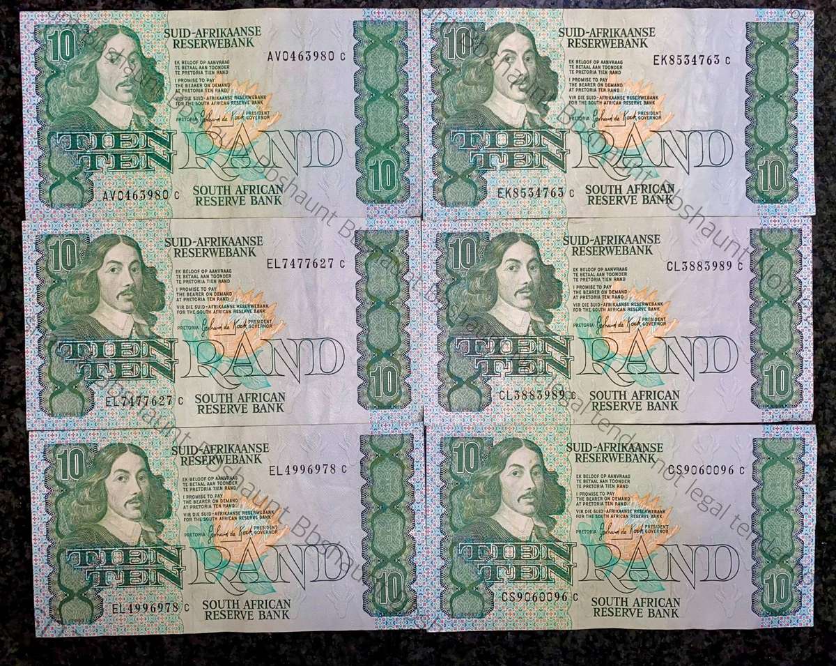 GPC De Kock. R10 -- 3rd issue 1985 van Riebeeck wtm (1 bid takes all 6)