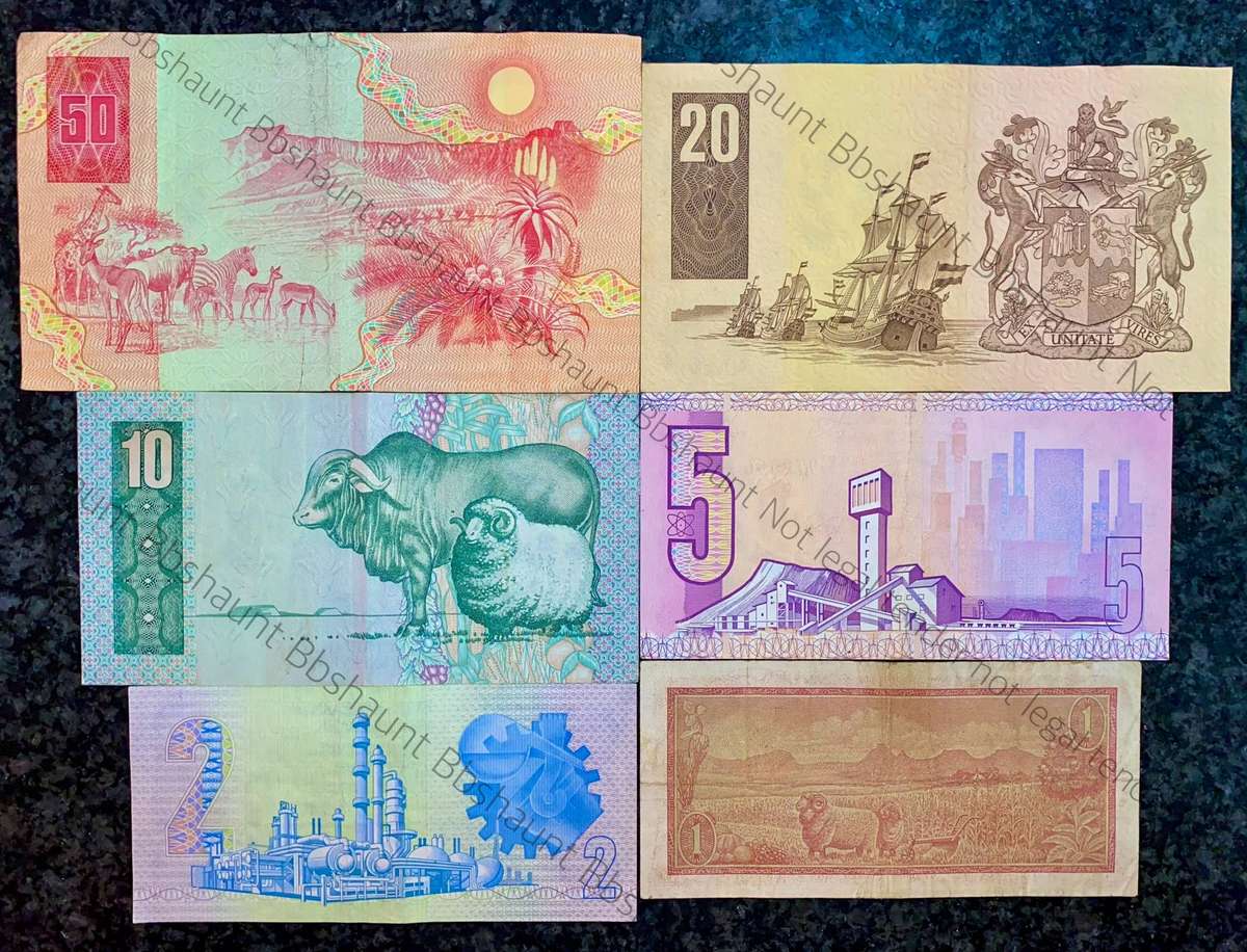 Complete Set GPC De Kock & decimals R50 TO R2 - 1980s (R1 de Jongh 1975) (1 bid takes all)