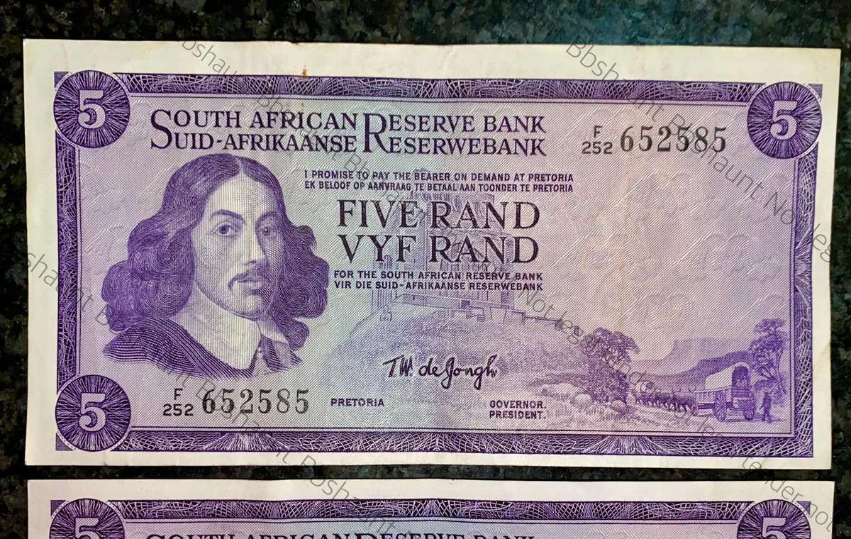 Tw De Jongh. Error R5 Springbuck & Van Riebeeck wtm 1967/1976 (1 bid takes all)