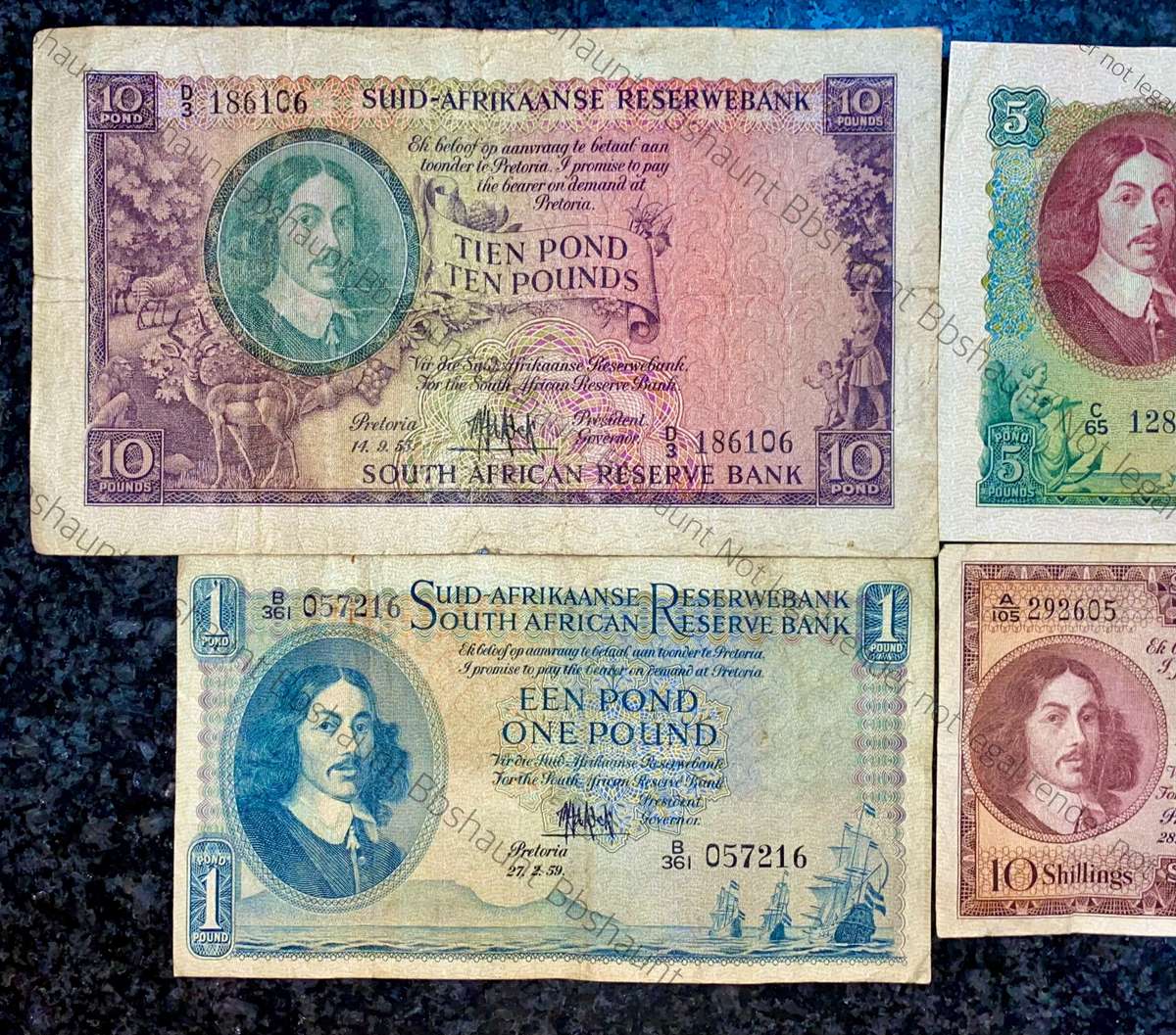 Mh De Kock set 10 pounds to 10 shillings 1955-1959 (1 bid takes all)