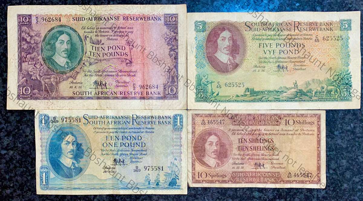 Mh De Kock set 10 pounds to 10 shillings 1951-1959 (1 bid takes all)