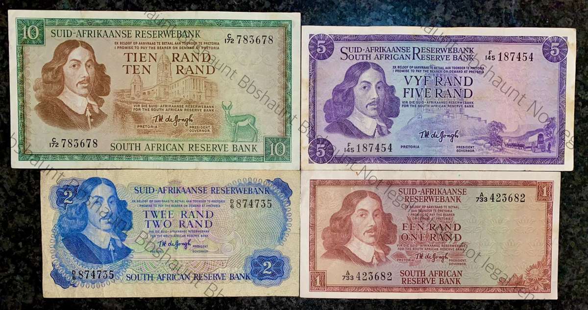 Complete set Tw De Jongh R10 to R1 - All Springbuck wtm 1967-1975(1 bid takes all)