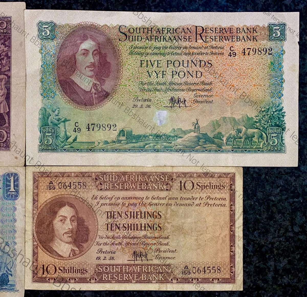 Mh De Kock. set 10 pound to 10 shillings 1951/53/56/58 (1 bid takes all)