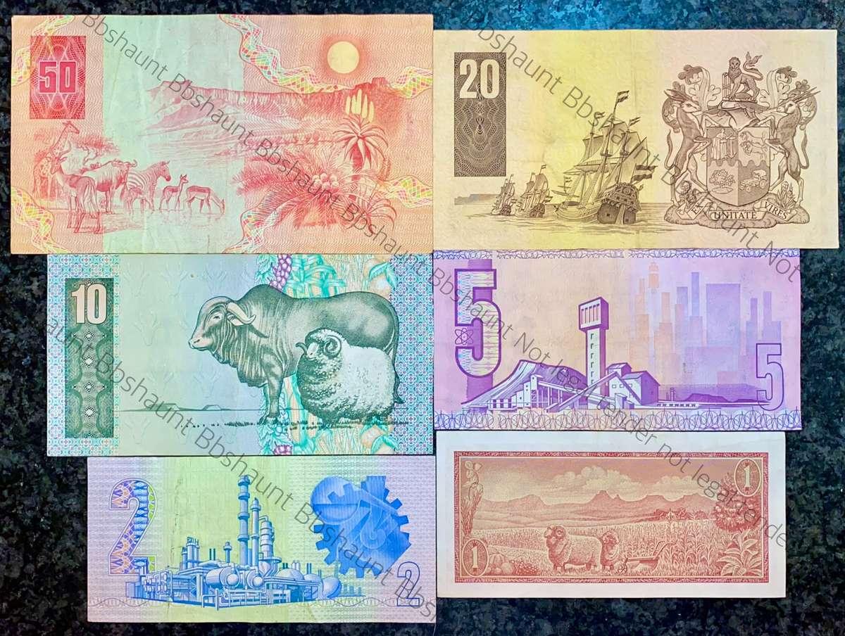 COMPLETE SET OF GPC DE KOCK & DECIMALS R50 TO R2 - 1980s (R1 TW DE JONGH 1975)- (1 BID TAKES ALL)