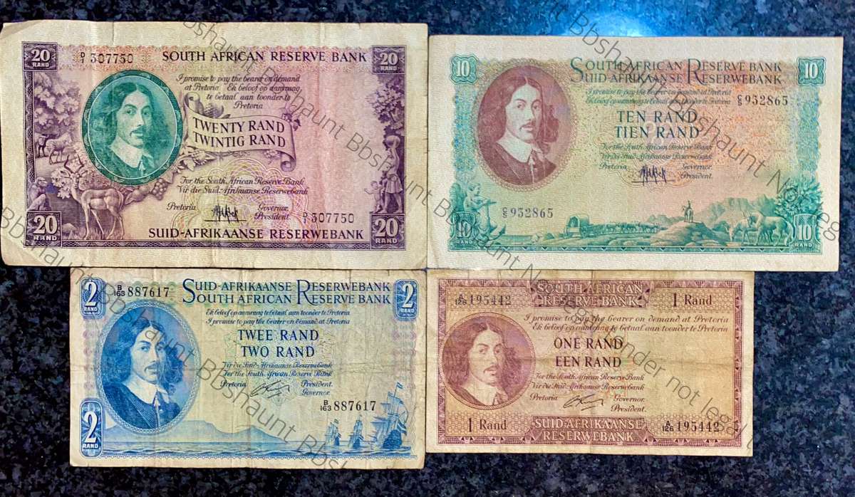 S Africa set R20 to R1 - Mh De Kock & G Rissik 1961-1962 (1 bid takes all)