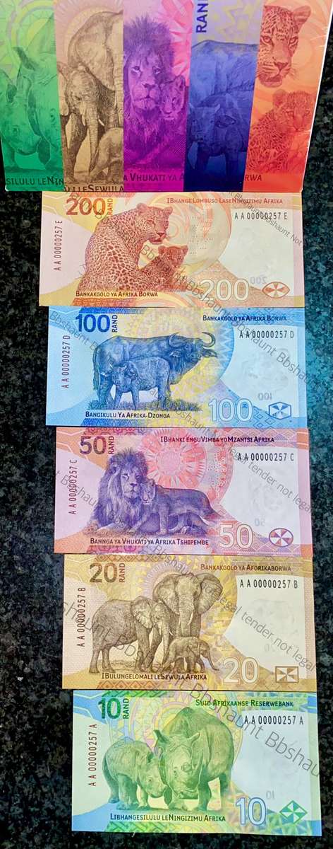 L KGANYAGO AA UNC VERY LOW MATCHING NUMBERS AA0000257 IN ORIGINAL S A RESERVE BANK FOLDERS